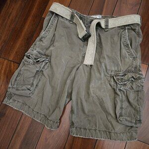 Vintage Y2K Men's American Eagle Belted Cargo Shorts Longer Length SZ 36
